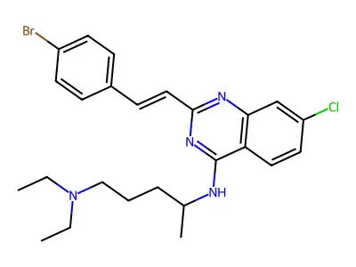 N4-(2-(4-bromostyryl)-7-chloroquinazolin-4-yl)-N1,N1-diethylpentane-1,4-diamine structure