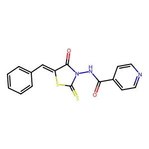 4-Pyridinecarboxamide, N-(4-oxo-5-(phenylmethylene)-2-thioxo-3-thiazolidinyl)- structure
