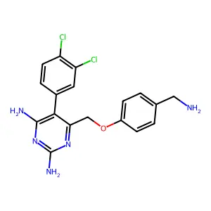 6-[[4-(Aminomethyl)phenoxy]methyl]-5-(3,4-dichlorophenyl)pyrimidine-2,4-diamine structure