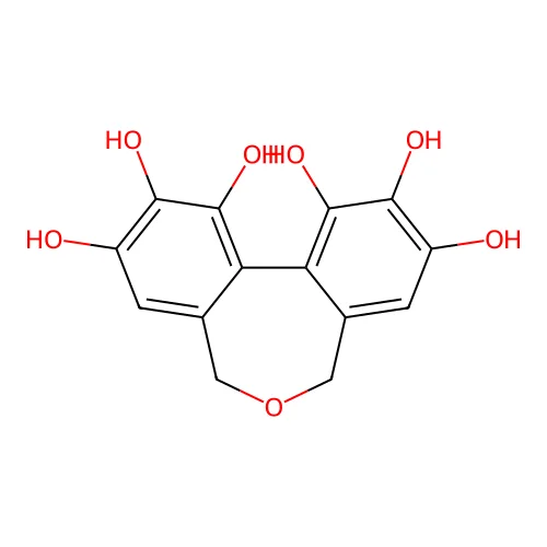 5,7-Dihydro-1,2,3,9,10,11-hexahydroxydibenz(c,e)oxepin structure