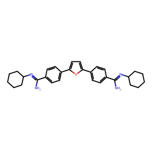 Benzenecarboximidamide, 4,4'-(2,5-furandiyl)bis[N-cyclohexyl- structure