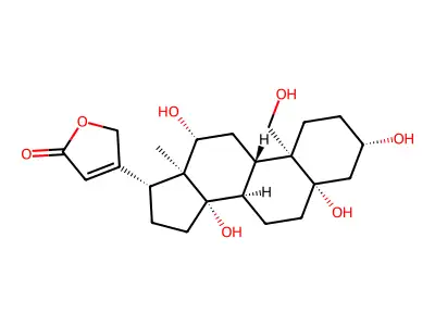 3,5,12,14,19-Pentahydroxycard-20(22)-enolide structure