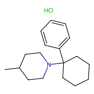 Piperidine, 4-methyl-1-(1-phenylcyclohexyl)-, hydrochloride structure