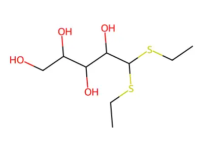 Diethylmercaptal-D-arabinose structure