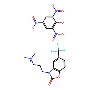 2-Benzoxazolinone, 3-(3-(dimethylamino)propyl)-5-(trifluoromethyl)-, monopicrate structure