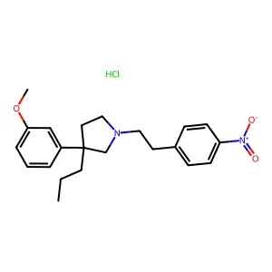 Pyrrolidine, 3-(m-methoxyphenyl)-1-(p-nitrophenethyl)-3-propyl-, hydrochloride structure