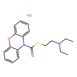 Phenoxazine-10-carbothioic acid, S-(2-(diethylamino)ethyl) ester, hydrochloride structure