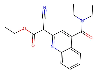 2-Quinolineacetic acid, alpha-cyano-4-((diethylamino)carbonyl)-, ethyl ester structure