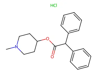 Diphenylacetic acid 1-methyl-4-piperidyl ester hydrochloride structure