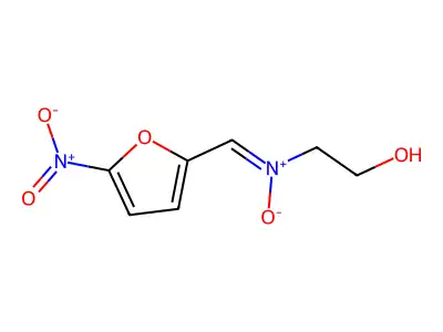 N-(2-hydroxyethyl)-1-(5-nitro-2-furanyl)methanimine oxide structure