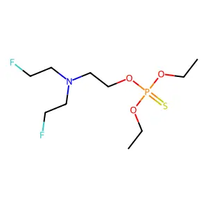 Phosphorothioic acid, O-(2-(bis(2-fluoroethyl)amino)ethyl) O,O-diethyl ester structure