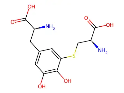 2-Amino-3-[[5-(2-amino-2-carboxyethyl)-2,3-dihydroxyphenyl]thio]propionic acid structure