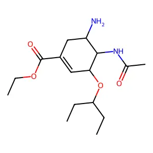 Ethyl 4-acetamido-5-amino-3-((pentan-3-yl)oxy)cyclohex-1-ene-1-carboxylate structure