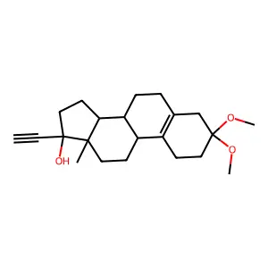 3,3-Dimethoxy-19-nor-17-alpha-pregn-5(10)-en-20-yn-17-beta-ol structure