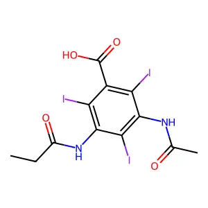 Benzoic acid, 3-acetamido-5-propionamido-2,4,6-triiodo- structure