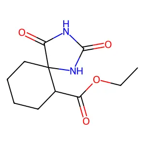 1,3-Diazaspiro(4.5)decane-6-carboxylic acid, 2,4-dioxo-, ethyl ester structure