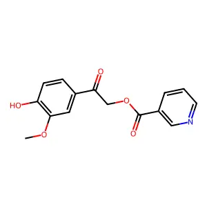 3-Pyridinecarboxylic acid, 2-(4-hydroxy-3-methoxyphenyl)-2-oxoethyl ester structure