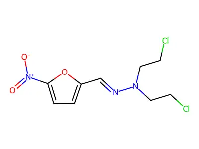 2-chloro-N-(2-chloroethyl)-N-[(5-nitrofuran-2-yl)methylideneamino]ethanamine structure