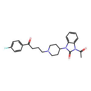 2-Benzimidazolinone, 1-acetyl-3-(1-(3-(p-fluorobenzoyl)propyl)-4-piperidyl)- structure