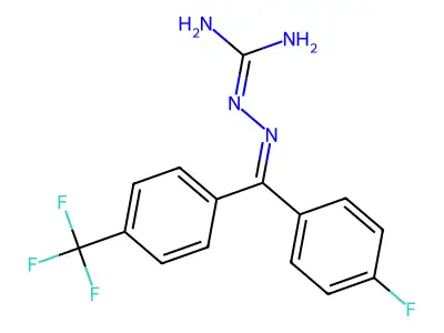 2-[[(4-Fluorophenyl)-[4-(trifluoromethyl)phenyl]methylidene]amino]guanidine structure