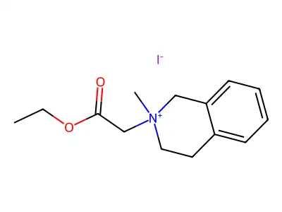 Isoquinolinium, 1,2,3,4-tetrahydro-2-(2-ethoxy-2-oxoethyl)-2-methyl-, iodide structure
