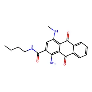1-Amino-N-butyl-9,10-dihydro-4-(methylamino)-9,10-dioxoanthracene-2-carboxamide structure