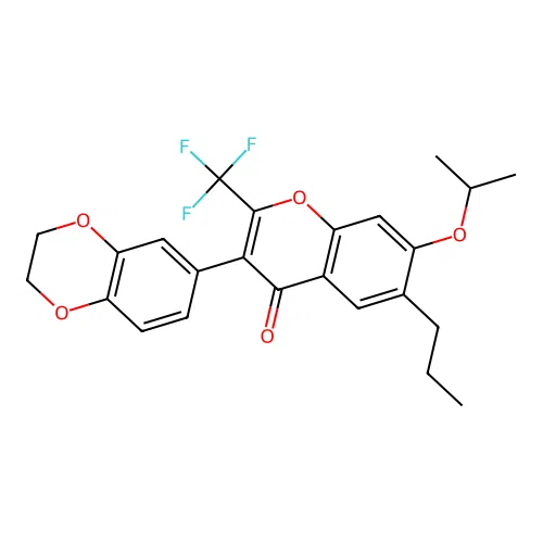 3(2,3-2H-BENZO(1,4)DIOXIN-6-YL)7-ISOPROPOXY-6-PR-2-TRIFLUOROMETHYL-CHROMEN-4-ONE structure