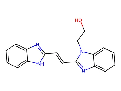 2-[2-[2-(1H-benzimidazol-2-yl)ethenyl]benzimidazol-1-yl]ethanol structure