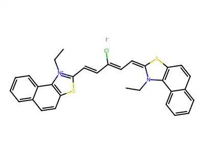 2-[3-Chloro-5-(1-ethylnaphtho[1,2-d][1,3]thiazol-2(1H)-ylidene)penta-1,3-dien-1-yl]-1-ethylnaphtho[1,2-d][1,3]thiazol-1-ium iodide structure