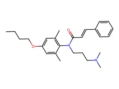 N-[3-(dimethylamino)propyl]-N-[4-butoxy-2,6-dimethylphenyl]-3-phenylpropenamide structure
