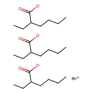 Hexanoic acid, 2-ethyl-, rhodium(3+) salt (3:1) structure