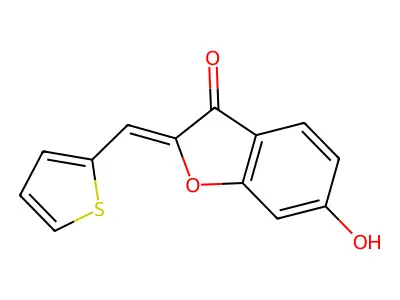(2Z)-6-hydroxy-2-(2-thienylmethylene)-1-benzofuran-3(2H)-one structure