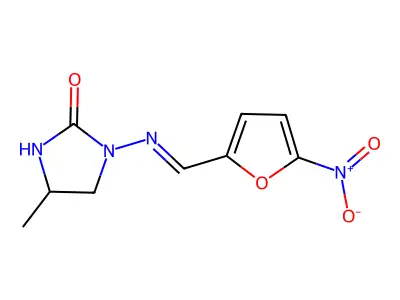 4-Methyl-1-{[(5-nitrofuran-2-yl)methylidene]amino}imidazolidin-2-one structure