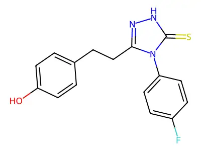 4-{2-[4-(4-fluorophenyl)-5-mercapto-4H-1,2,4-triazol-3-yl]ethyl}phenol structure