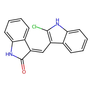 3-[(2-chloro-1H-indol-3-yl)methylidene]-1H-indol-2-one structure