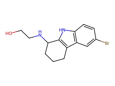 2-[(6-bromo-2,3,4,9-tetrahydro-1H-carbazol-1-yl)amino]ethanol structure
