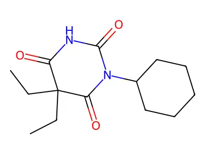 1-Cyclohexyl-5,5-diethylbarbituric acid structure