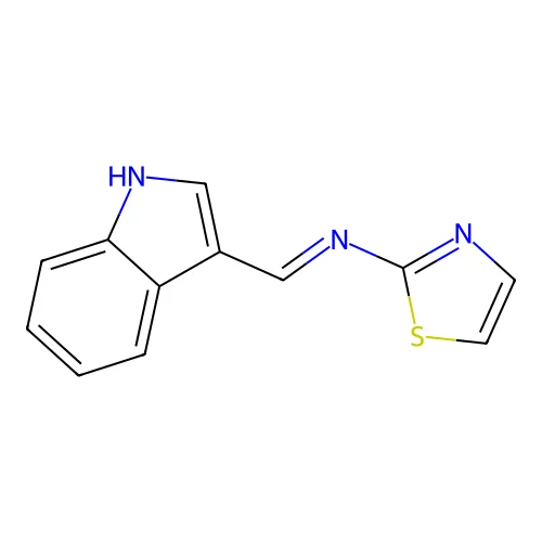 1-(1H-indol-3-yl)-N-(1,3-thiazol-2-yl)methanimine structure
