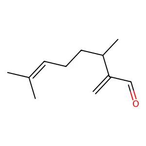 3,7-Dimethyl-2-methylene-6-octenal, (+-)- structure