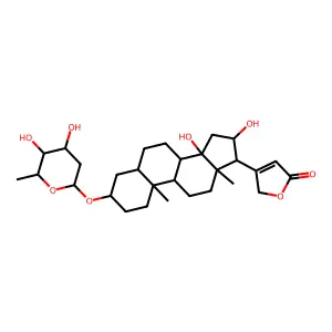 3-[(2,6-Dideoxyhexopyranosyl)oxy]-14,16-dihydroxycard-20(22)-enolide structure