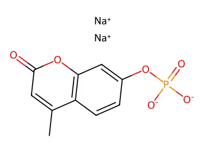 2H-1-Benzopyran-2-one, 4-methyl-7-(phosphonooxy)-, sodium salt (1:2) structure