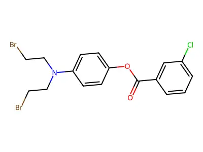 Phenol, p-(bis(2-bromoethyl)amino)-, m-chlorobenzoate structure