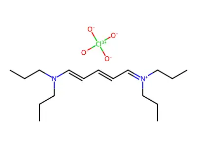 5-(Dipropylamino)penta-2,4-dienylidene-dipropylazanium perchlorate structure