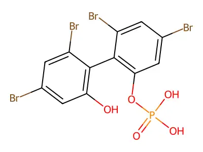 (1,1'-Biphenyl)-2,2'-diol, 4,4',6,6'-tetrabromo-, mono(dihydrogen phosphate) structure
