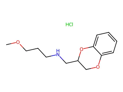 1,4-Benzodioxan-2-methylamine, N-(3-methoxypropyl)-, hydrochloride structure
