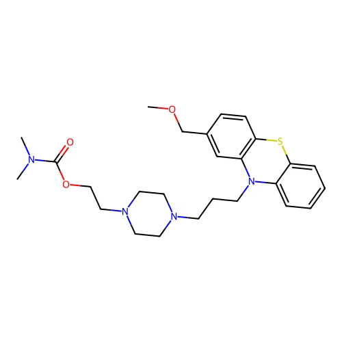 2-[4-[3-[2-(methoxymethyl)phenothiazin-10-yl]propyl]piperazin-1-yl]ethyl N,N-dimethylcarbamate structure