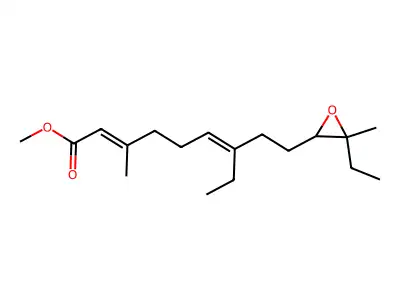 Methyl 7-ethyl-9-(3-ethyl-3-methyloxiran-2-yl)-3-methylnona-2,6-dienoate structure