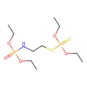 Phosphorodithioic acid, O,O-diethyl S-(O,O-diethylphosphoramido)ethyl ester structure