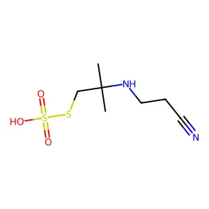 Propanethiol, 2-((2-cyanoethyl)amino)-2-methyl-, hydrogen sulfate (ester) structure