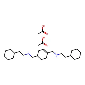 1,4-Cyclohexenebis(methylamine), N,N'-bis(cyclohexylethyl)-, diacetate structure